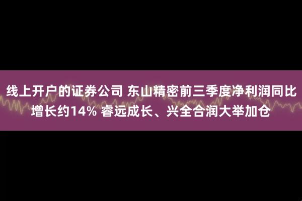 线上开户的证券公司 东山精密前三季度净利润同比增长约14% 睿远成长、兴全合润大举加仓